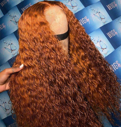 Orange Ginger Water Wave 13x4 5x5 Lace Wig Brazilian Virgin Hair UC022